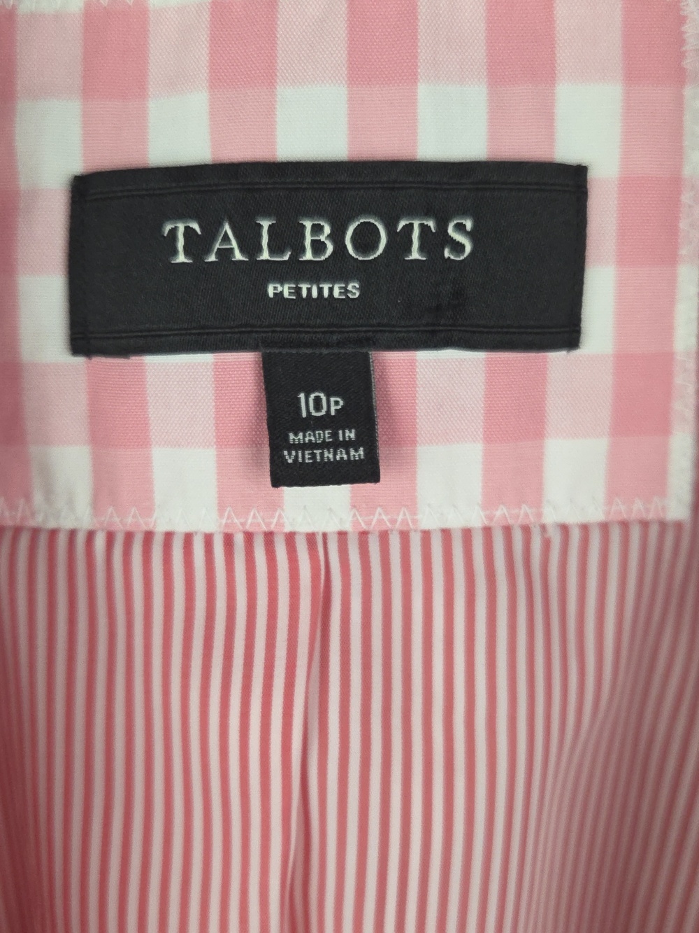 Talbots Petite Pink & White Gingham Blazer Jacket 10P Preppy Coastal - Picture 8 of 10